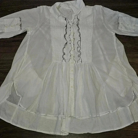 Free People Teddy Tux Tunic Top w Pockets White SZ S Coquette Coastalgrandma - Picture 12 of 14